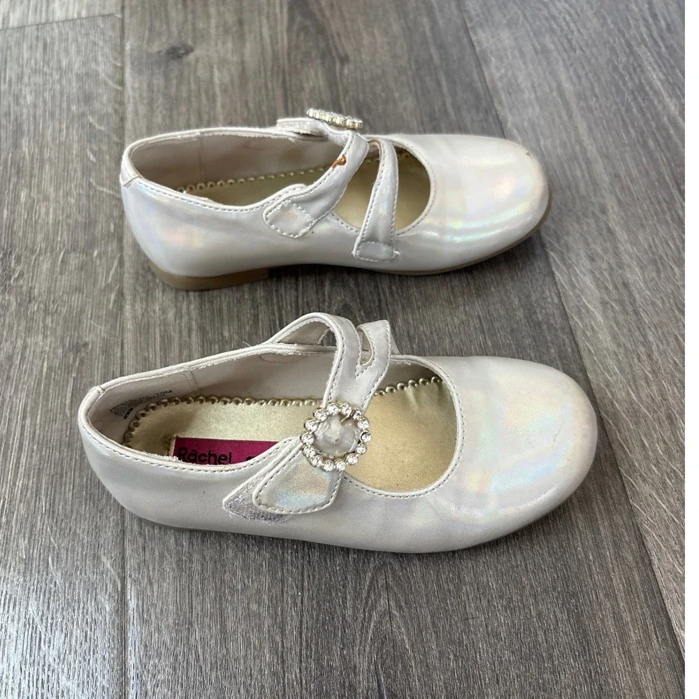 Rachel Shoes Girls Iridescent Mary Jane Flats with Rhinestone Buckle‎ Size 10